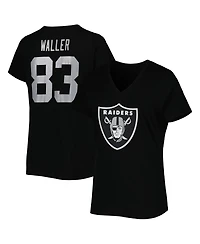 Women's Fanatics Darren Waller Black Las Vegas Raiders Plus Size Player Name and Number V-Neck T-shirt