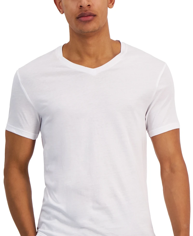 Alfani Men's Regular-Fit V-Neck Solid Undershirts, Pack of 4, Created for Macy's