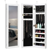 Costway Wall Door Mounted Mirrored Jewelry Cabinet