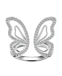 Unwritten Crystal Open Butterfly Ring Silver Plate or Gold Flash