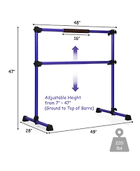 Portable Ballet Barre 4ft Freestanding Adjustable Double Dance Bar