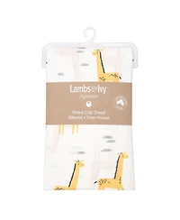 Lambs & Ivy Baby Signature Giraffe Organic Cotton Fitted Crib Sheet - White/Yellow