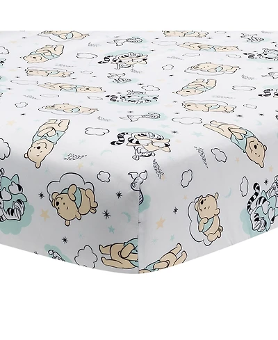 Lambs & Ivy Disney Baby Winnie the Pooh Hugs White Fitted Crib Sheet