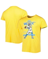 Men's Homage Justin Herbert Heathered Gold Los Angeles Chargers Nfl Blitz Player Tri-Blend T-shirt