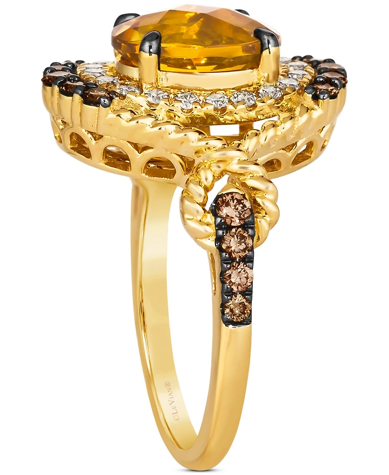 Le Vian Cinnamon Citrine (2-1/2 ct. t.w.) & Diamond (3/4 ct. t.w.) Rope Wrapped Halo Ring in 14k Gold