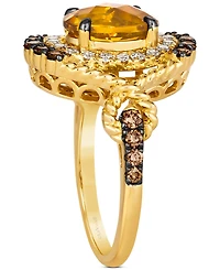 Le Vian Cinnamon Citrine (2-1/2 ct. t.w.) & Diamond (3/4 ct. t.w.) Rope Wrapped Halo Ring in 14k Gold
