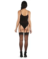MeMoi Women's Cami Chic Lace Garter String Bikini Lingerie Set