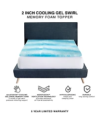 Closeout! ProSleep Cooling Gel Swirl 2" Memory Foam Mattress Topper, Queen