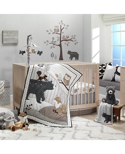 Lambs & Ivy Woodland Forest Animal Nursery 5-Piece Baby Crib Bedding Set - Gray