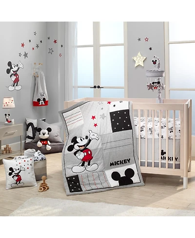 Lambs & Ivy Disney Baby Magical Mickey Mouse 3-Piece Crib Bedding Set - Gray