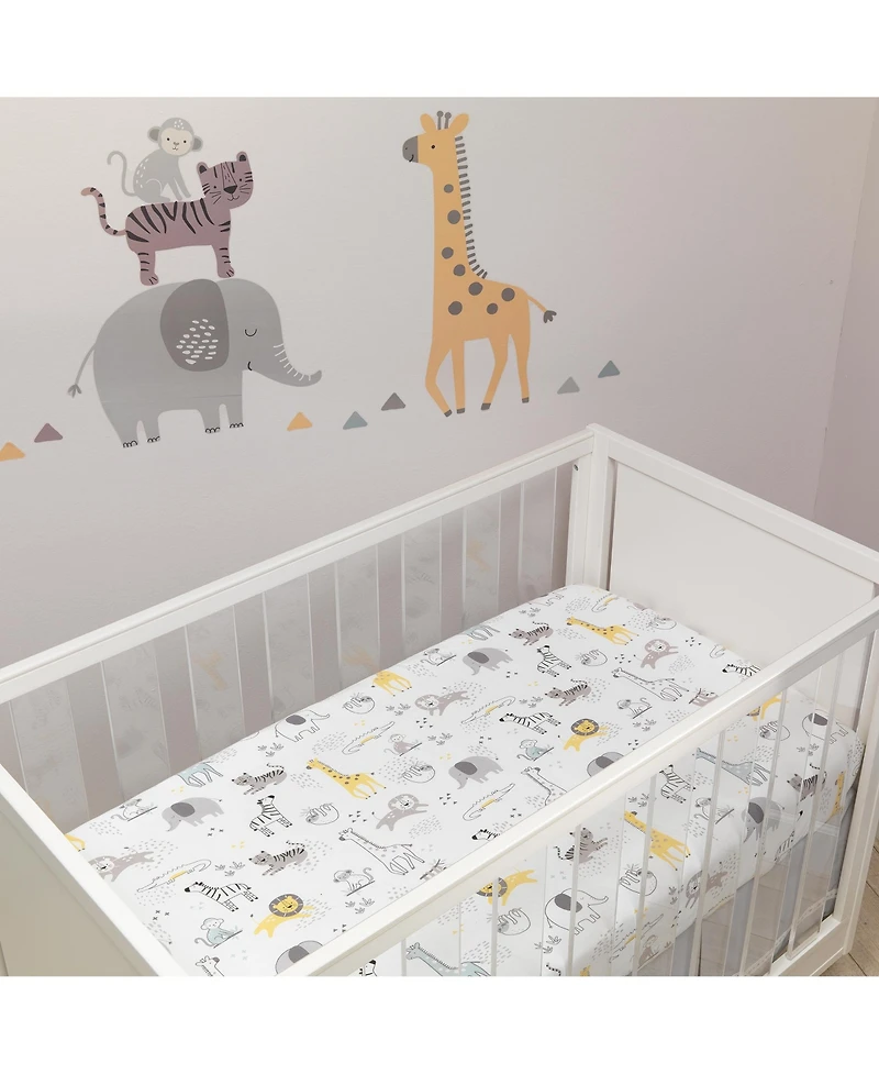 Lambs & Ivy Baby Animal Jungle Soft 100% Cotton Jersey Fitted Crib Sheet