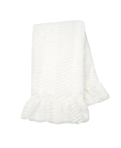 Lambs & Ivy Signature White Ruffled Lux Minky/Jersey Chevron Baby Blanket