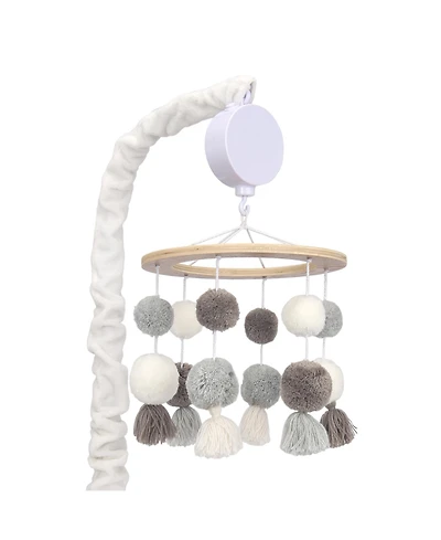 Lambs & Ivy Signature Pom Pom Musical Baby Crib Mobile - White/Gray