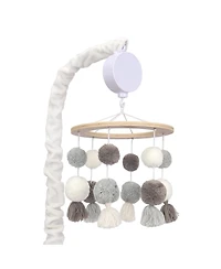 Lambs & Ivy Signature Pom Pom Musical Baby Crib Mobile - White/Gray