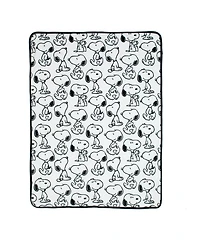 Lambs & Ivy Classic Snoopy Minky and Sherpa Baby Blanket - White/Black