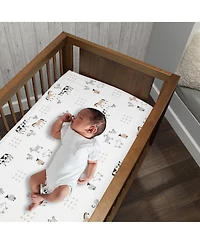 Lambs & Ivy Baby Farm Animals 100% Cotton Fitted Crib Sheet - White