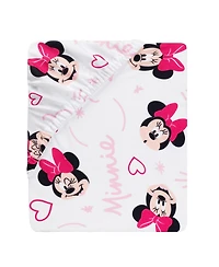 Lambs & Ivy Disney Baby Minnie Mouse Love White/Pink Heart Fitted Crib Sheet