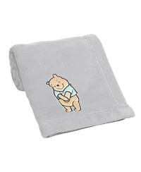 Lambs & Ivy Disney Baby Winnie the Pooh Hugs Gray Soft Fleece Baby Blanket