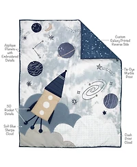 Lambs & Ivy Sky Rocket 5-Piece Blue Galaxy/Space Nursery Baby Crib Bedding Set