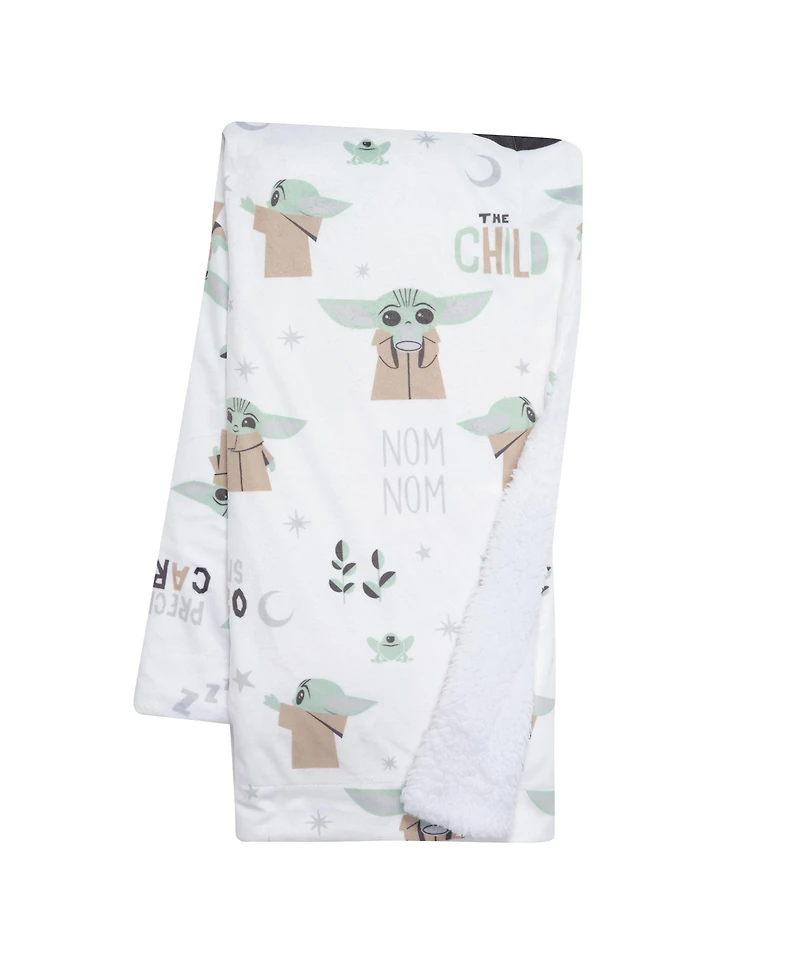 Lambs & Ivy Star Wars The Child/Baby Yoda/Grogu White Minky/Fleece Baby Blanket