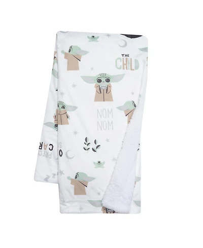 Lambs & Ivy Star Wars The Child/Baby Yoda/Grogu White Minky/Fleece Baby Blanket