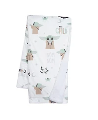 Lambs & Ivy Star Wars The Child/Baby Yoda/Grogu White Minky/Fleece Baby Blanket