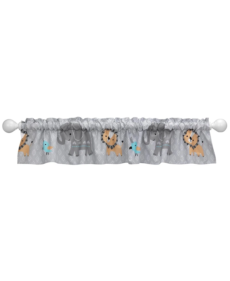 Bedtime Originals Jungle Fun Gray Safari Elephant and Lion Window Valance