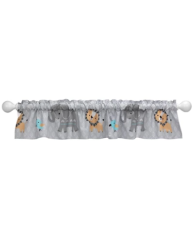 Bedtime Originals Jungle Fun Gray Safari Elephant and Lion Window Valance