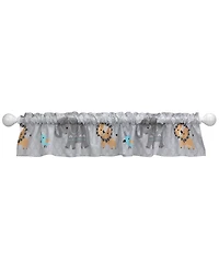 Bedtime Originals Jungle Fun Gray Safari Elephant and Lion Window Valance