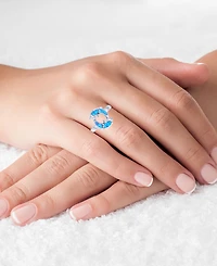 Lab-Grown Opal Inlay Dolphin Ring Sterling Silver