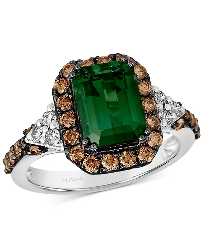 Le Vian Couture Hunters Green Tourmaline (2-1/4 ct. t.w.), Chocolate Diamonds (5/8 ct. t.w.) & Nude Diamonds (1/5 ct. t.w.) Square Halo Ring in Platin