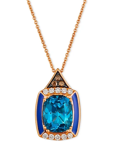 Le Vian Deep Sea Blue Topaz (2-1/2 ct. t.w.), Nude Diamonds (1/6 ct. t.w.) & Chocolate Diamonds (1/20 ct. t.w.) Adjustable Pendant Necklace in 14k Ros