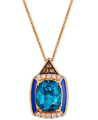 Le Vian Deep Sea Blue Topaz (2-1/2 ct. t.w.), Nude Diamonds (1/6 ct. t.w.) & Chocolate Diamonds (1/20 ct. t.w.) Adjustable Pendant Necklace in 14k Ros
