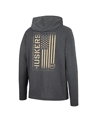 Men's Colosseum Charcoal Nebraska Huskers Team Oht Military-Inspired Appreciation Hoodie Long Sleeve T-shirt