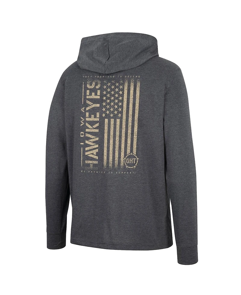 Men's Colosseum Charcoal Iowa Hawkeyes Team Oht Military-Inspired Appreciation Hoodie Long Sleeve T-shirt