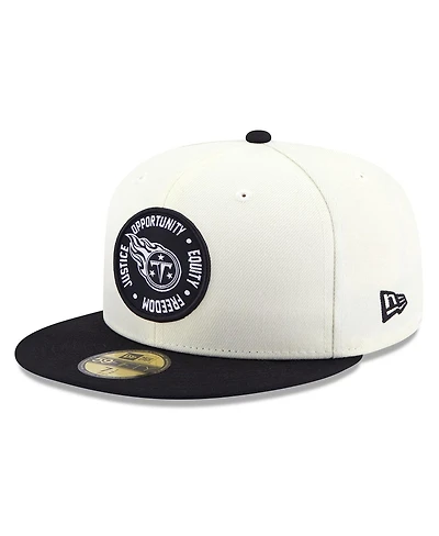 Men's New Era Cream and Black Tennessee Titans 2022 Inspire Change 59FIFTY Fitted Hat