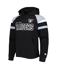 Men's Starter Black Las Vegas Raiders Draft Fleece Raglan Pullover Hoodie