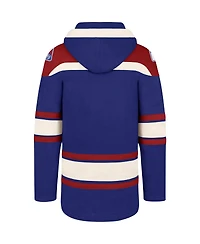 Men's '47 Brand Blue, Red New York Rangers Superior Lacer Pullover Hoodie