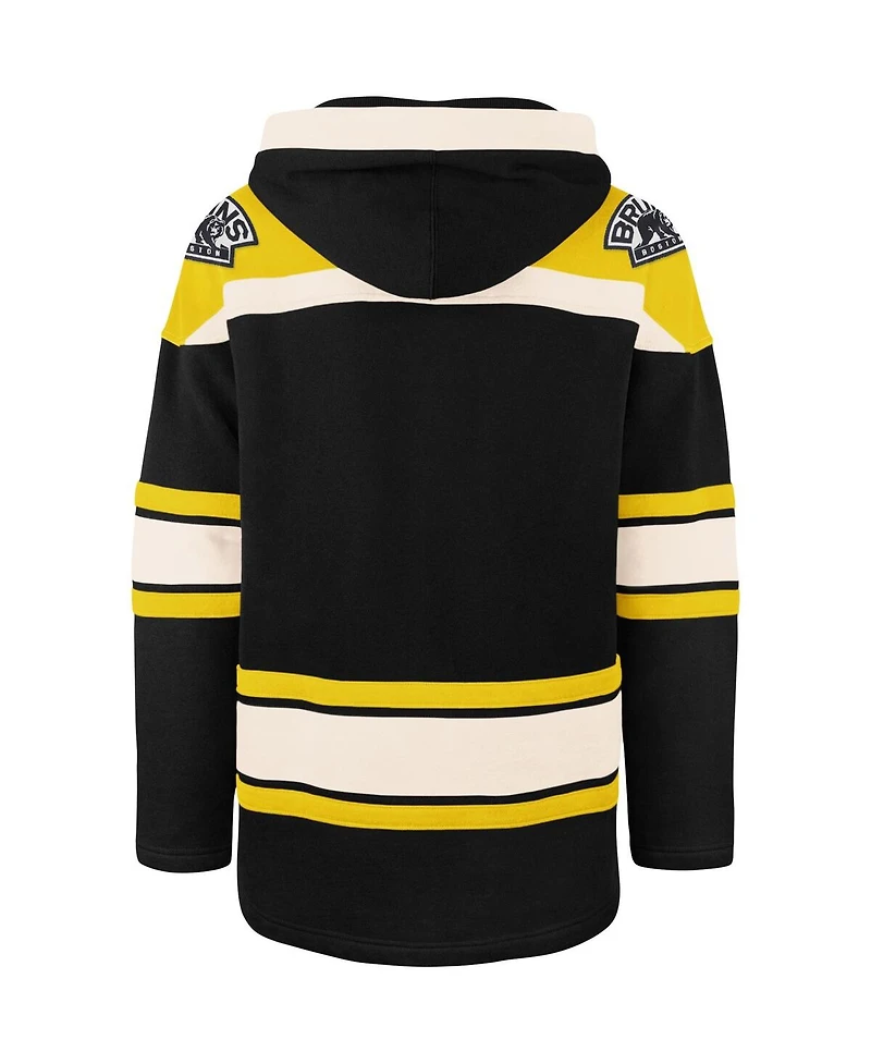 Men's '47 Brand Black, Gold Boston Bruins Superior Lacer Pullover Hoodie