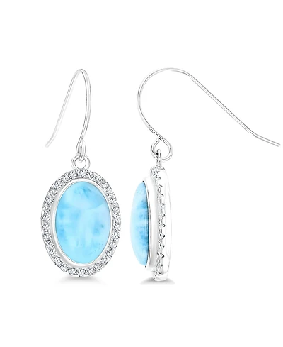 Macy's Larimar and Cubic Zirconia Fishhook Earrings (7/8 ct.t.w.) in Sterling Silver
