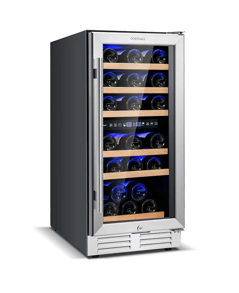 30-Bottle Freestanding Wine Cooler 15''Dual Zones Wine Cellar