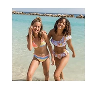 Snapper Rock Big Girls Toddler|Child Good Vibes Triangle Shirred Bikini