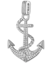 Esquire Men's Jewelry Cubic Zirconia Anchor Pendant in Sterling Silver, Created for Macy's