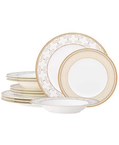 Noritake Trefolio Gold 12-Piece Dinnerware Set, Service for 4