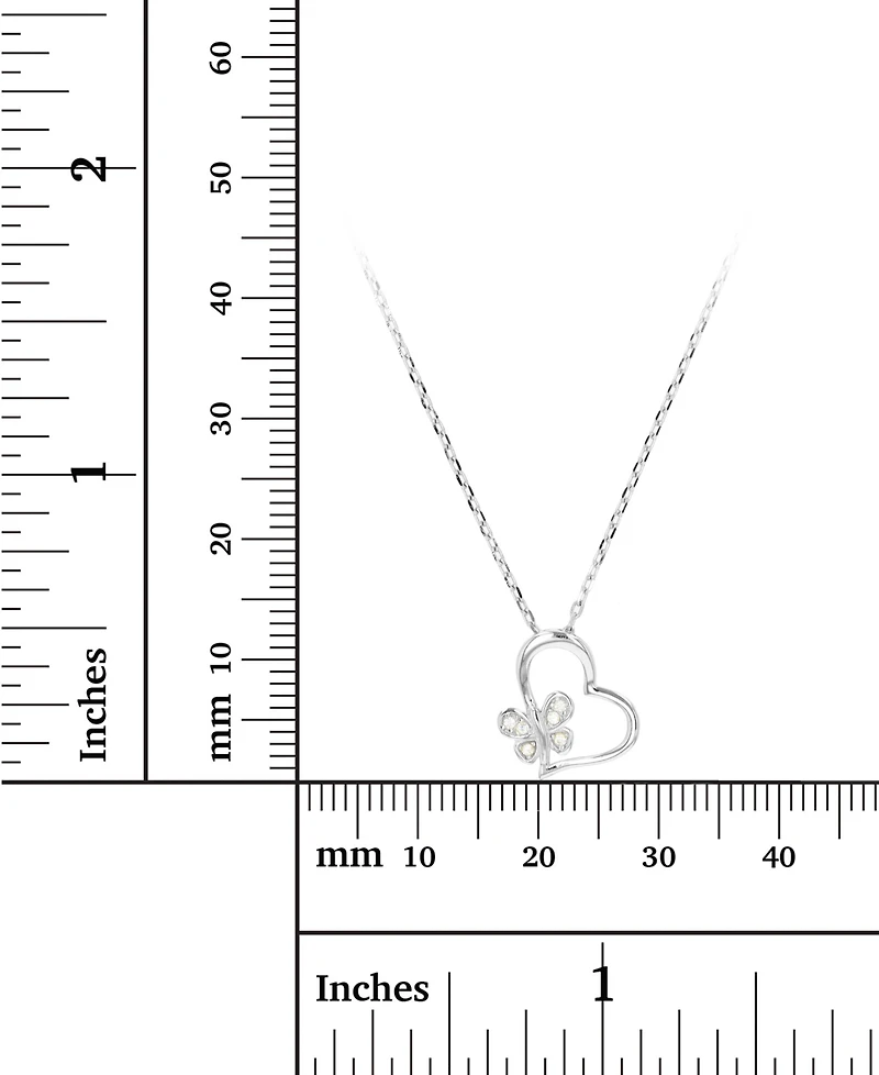 Macy's Cubic Zirconia Butterfly and Heart Necklace (1/20 ct. t.w.) in Sterling Silver