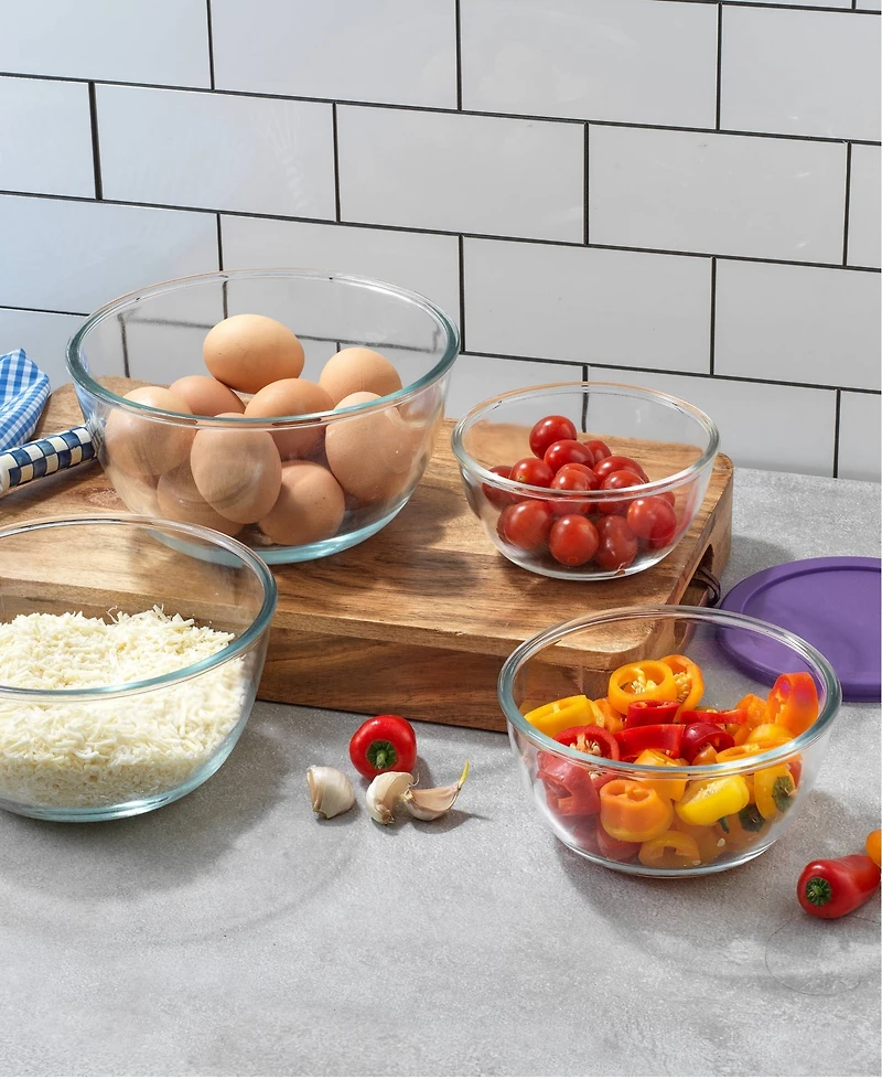 JoyJolt Joyful 4 Piece Glass Mixing Bowls with Lids Set