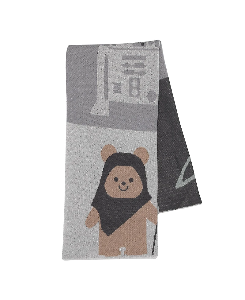 Lambs & Ivy Star Wars The Force Knit Baby Blanket - Yoda/Ewok/R2-D2/Vader