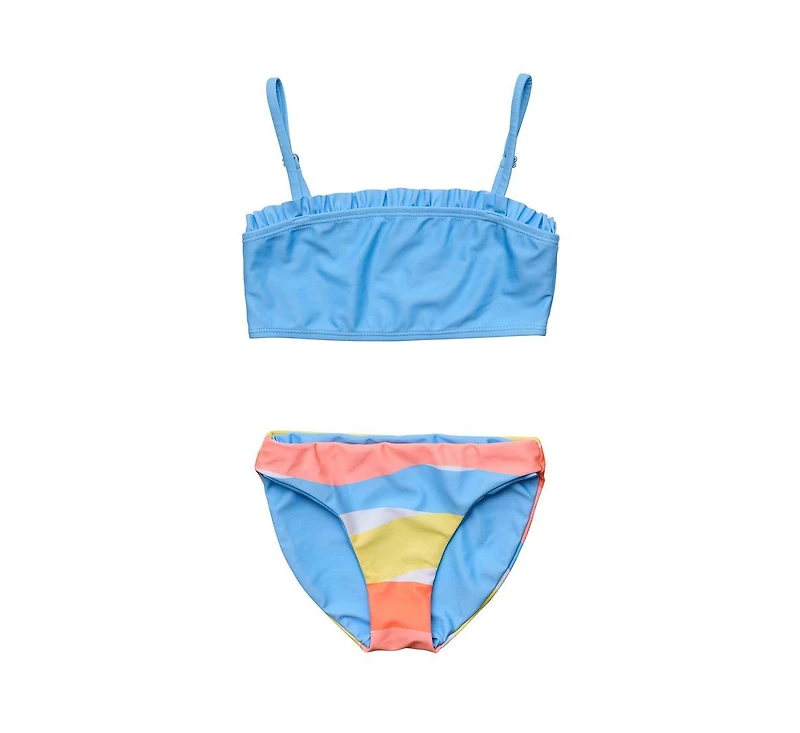Snapper Rock Big Girls Toddler|Child Good Vibes Frilled Bandeau Bikini