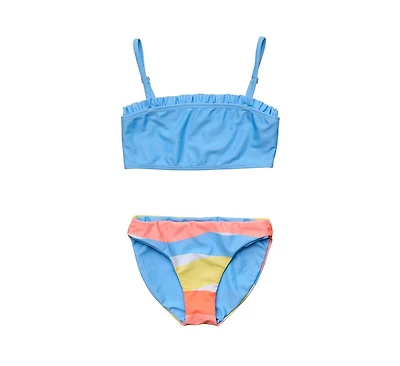 Snapper Rock Big Girls Toddler|Child Good Vibes Frilled Bandeau Bikini