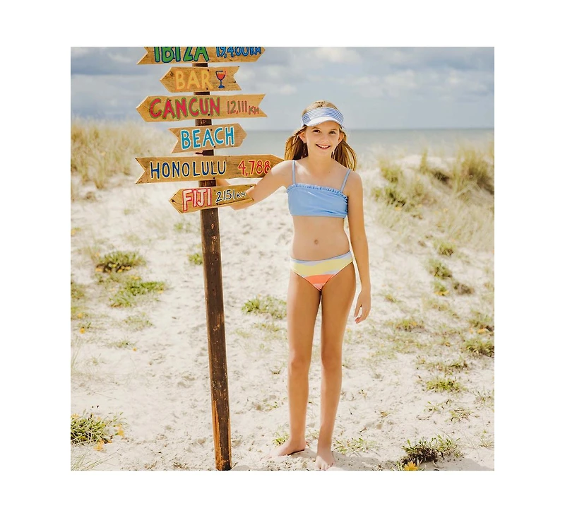 Snapper Rock Big Girls Toddler|Child Good Vibes Frilled Bandeau Bikini